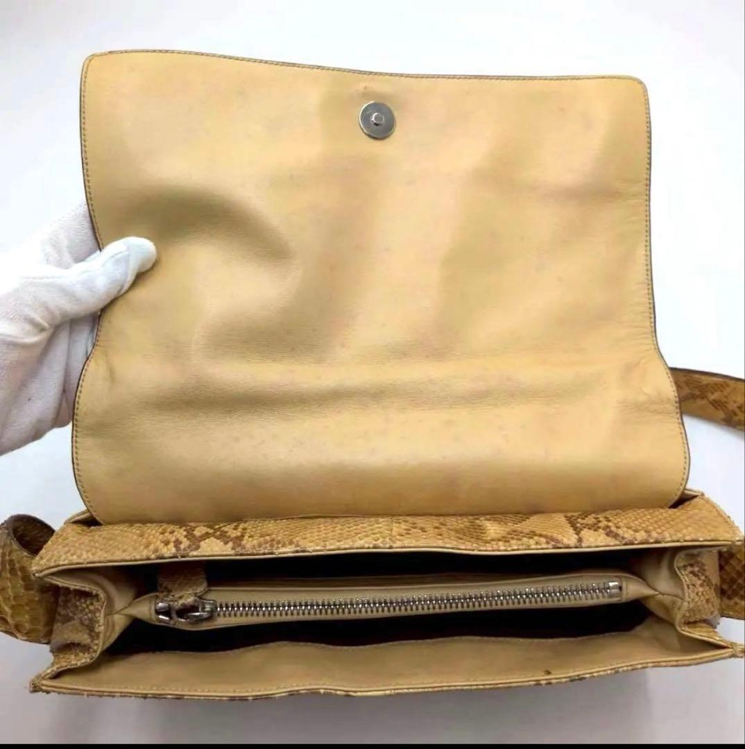 ✨PRADAプラダ✨パイソンショルダーバッグ 肩掛け・斜め掛けベージュ系