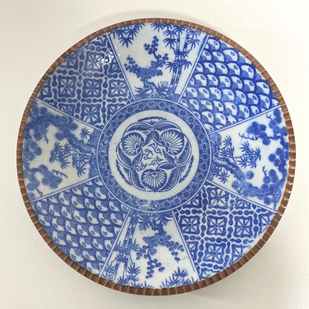 古伊万里？ イゲ皿 松竹梅紋 染付印判 大皿 - メルカリ