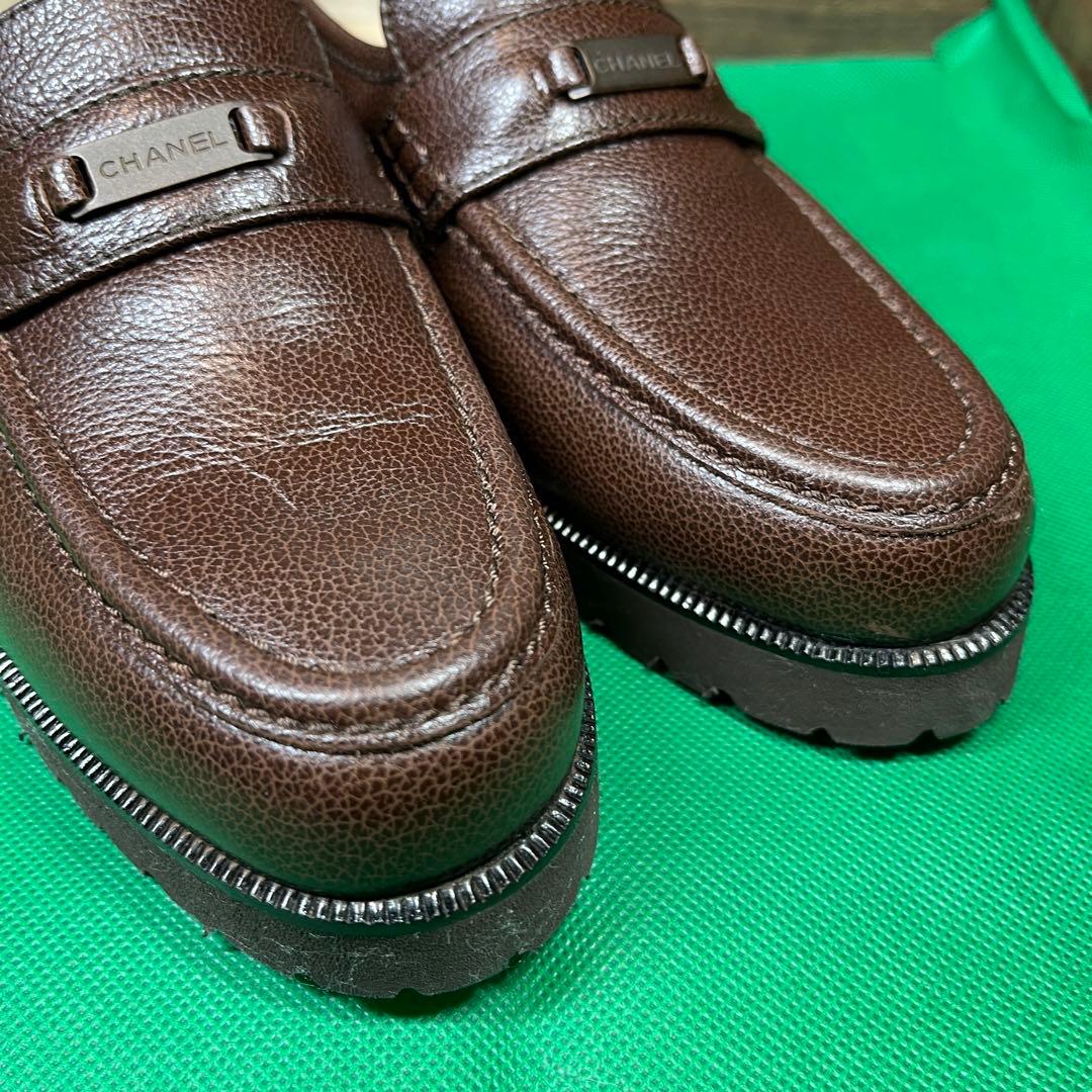 CHANEL ブラウンレザー ローファー 23.0cm