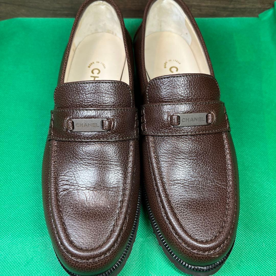 CHANEL ブラウンレザー ローファー 23.0cm