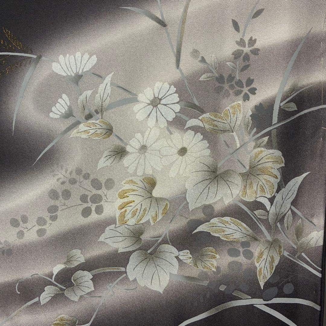 D317 訪問着 花 蔦 流水 金彩 正絹 着物 袷 しつけ糸付き未使用極美品