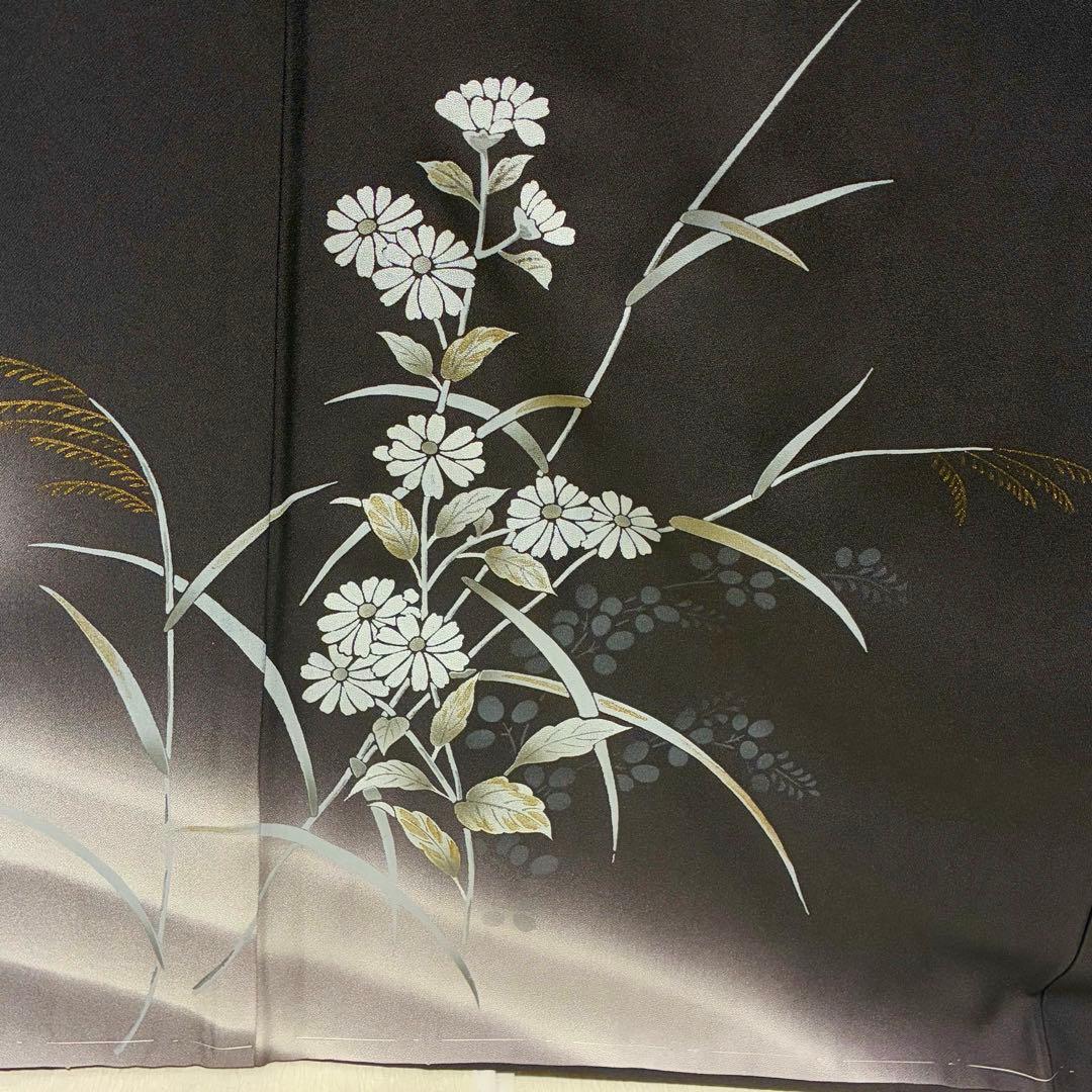 D317 訪問着 花 蔦 流水 金彩 正絹 着物 袷 しつけ糸付き未使用極美品