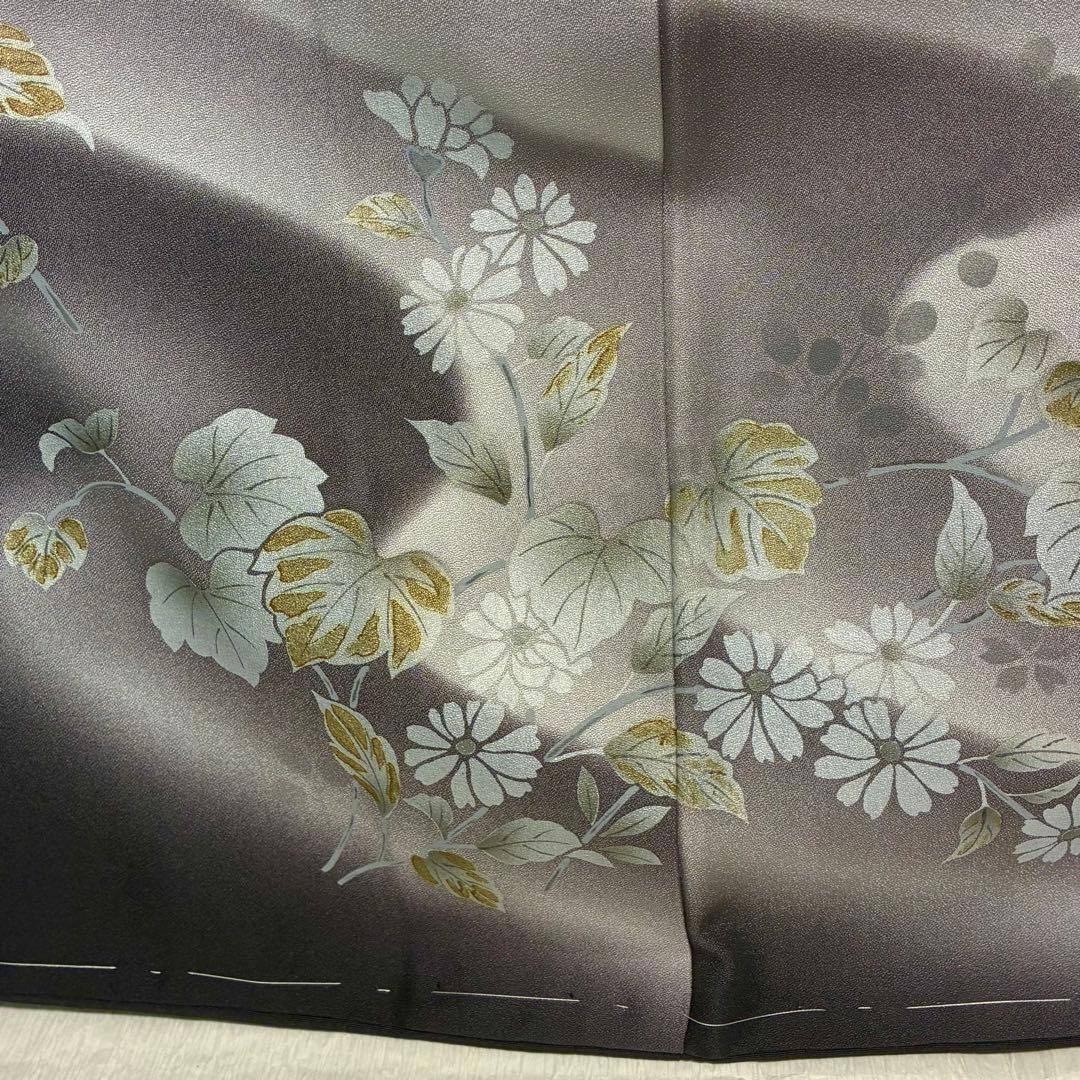 D317 訪問着 花 蔦 流水 金彩 正絹 着物 袷 しつけ糸付き未使用極美品