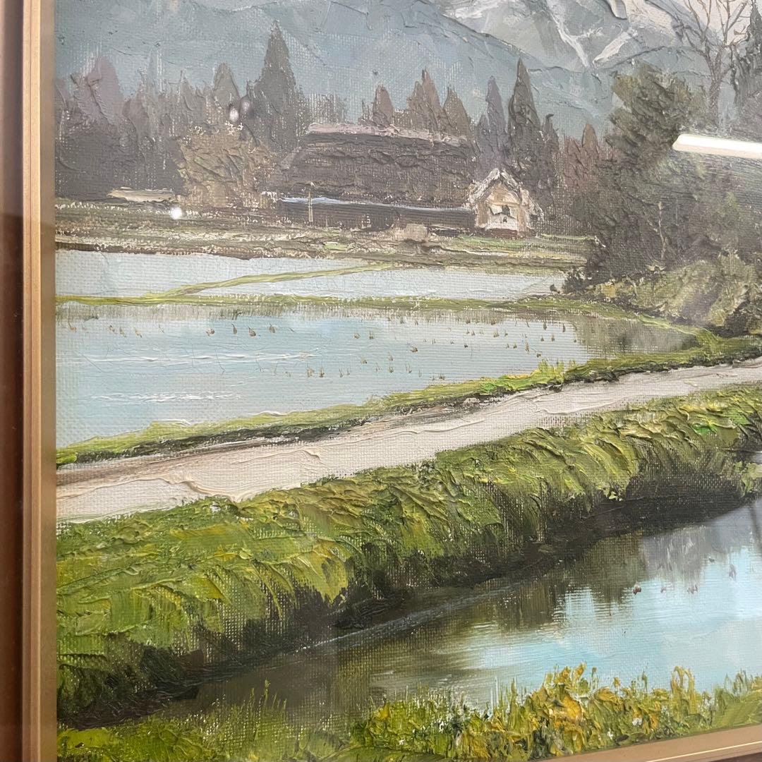 SNT11 猿渡一根 【白いアルプスと農家】 油絵 額装 風景画 絵画 - メルカリ