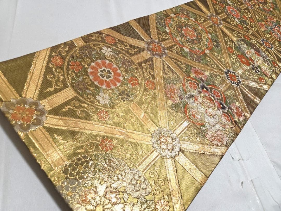 A5 正倉院文様 金糸 華文 花菱 唐草唐花 椿 六通 正絹 フォーマルな
