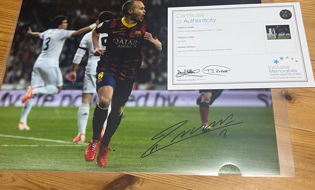 バルセロナ イニエスタ サイン 証明書付 A3相当 - WWW.PDQ-PRO.COM