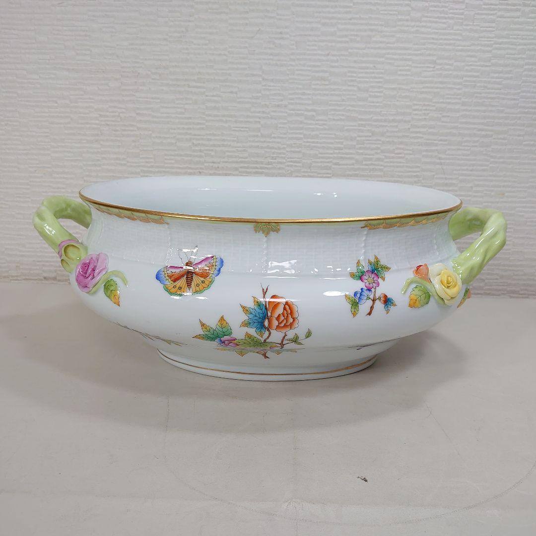 A 様 ヘレンド ィクトリアブ ケ チュリ ン 大型 陶器 ボウル 蓋なし