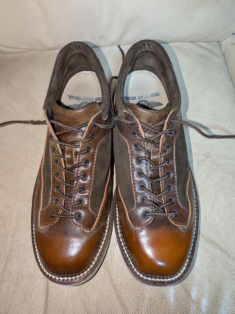 THE FLAT HEAD レザーシューズ ブラウン 切り替えし 革靴