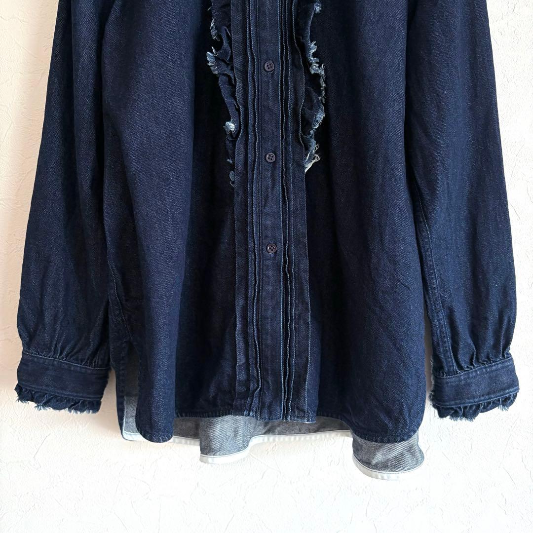 25SS ドゥロワー シルク混 デニム フリルシャツ ブラウス 38 - メルカリ