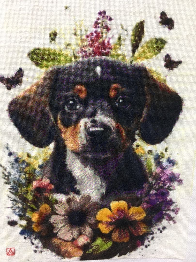 Z様専用 ダックスパピーHAED25Cクロスステッチ刺繍完成品二点 - メルカリ