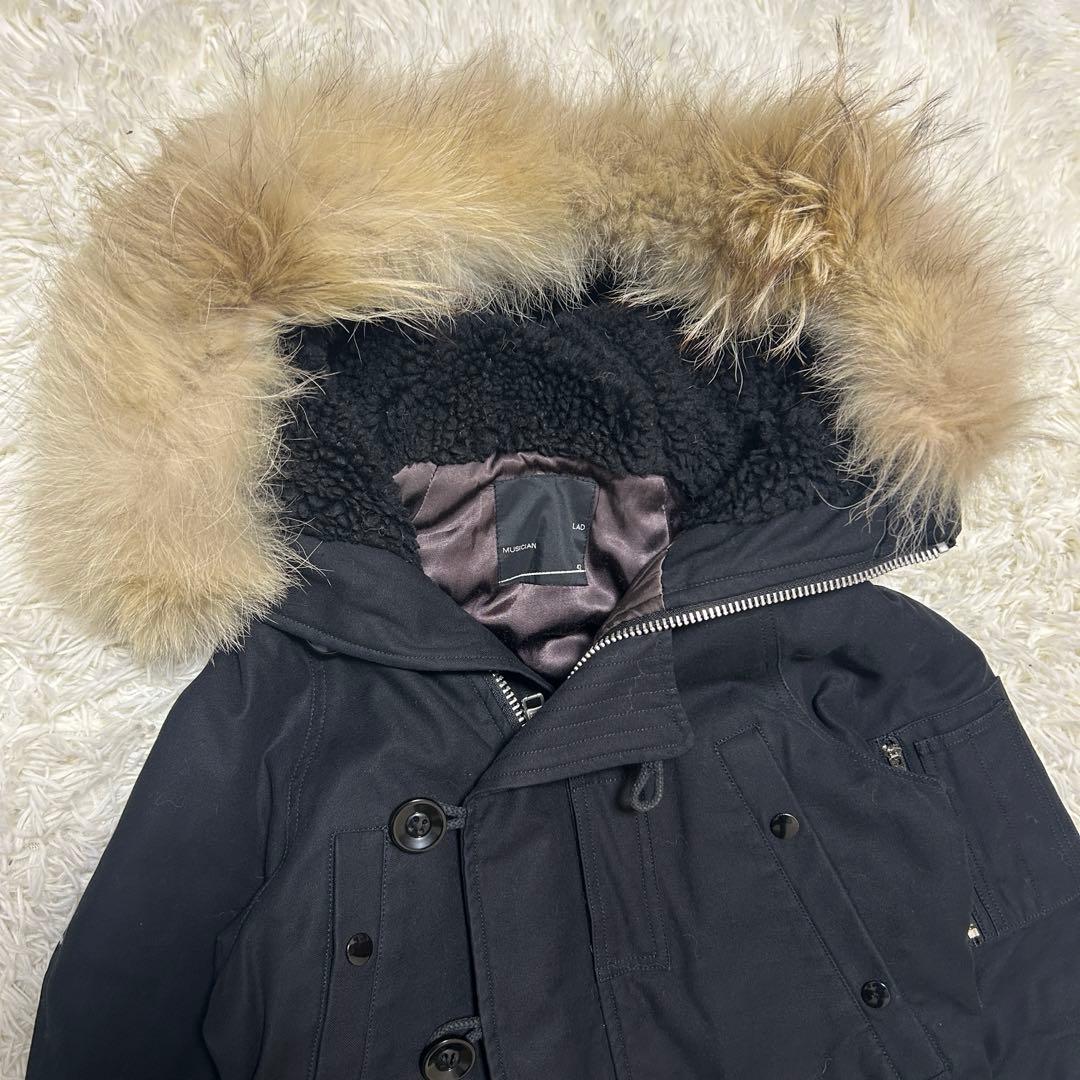 ラッドミュージシャン モッズコート N3-B ファー ブラック サイズ42