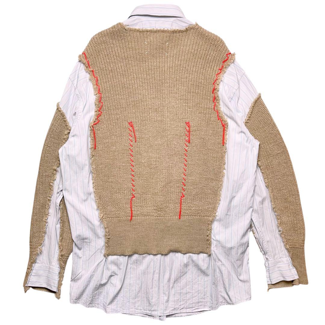 美品【メゾンマルジェラ】22AW ニット ドッキング レイヤード シャツ