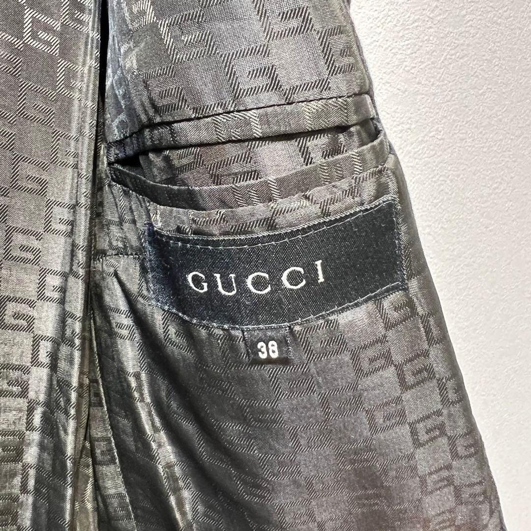 希少 GUCCI トムフォード期 GG総柄 カシミヤ ノーカラー ウールコート