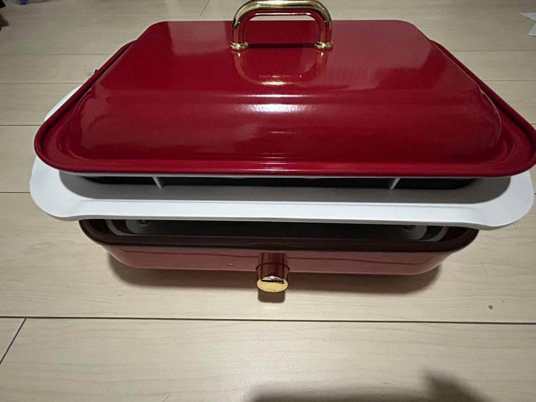 ALPHA ホットプレート 赤 たこ焼きプレート付き　値段交渉可能 mottole（モットル） コンパクト ホットプレート 小型 焼肉 たこ焼き