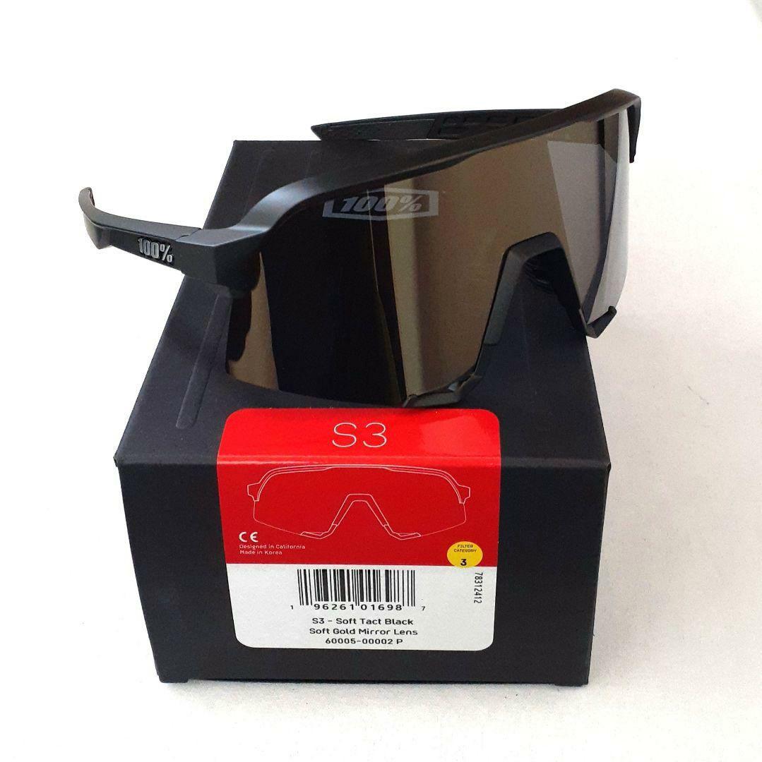 最新版 100% S3 ブラック ソフトゴールド ワンハンドレッド サングラス