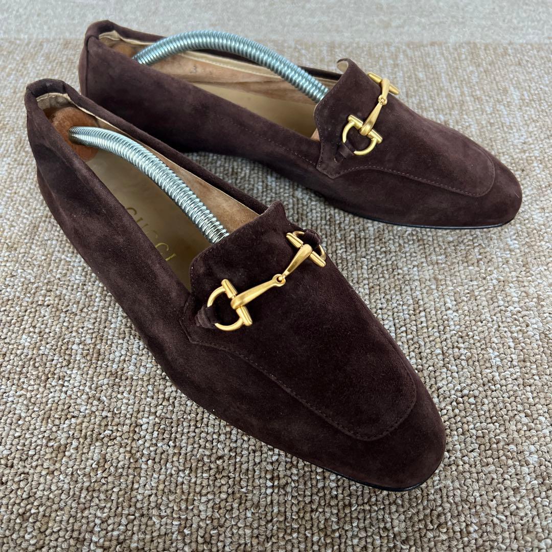 GUCCIブラウン スエード ローファー MADE IN ITALY37.5 - メルカリ