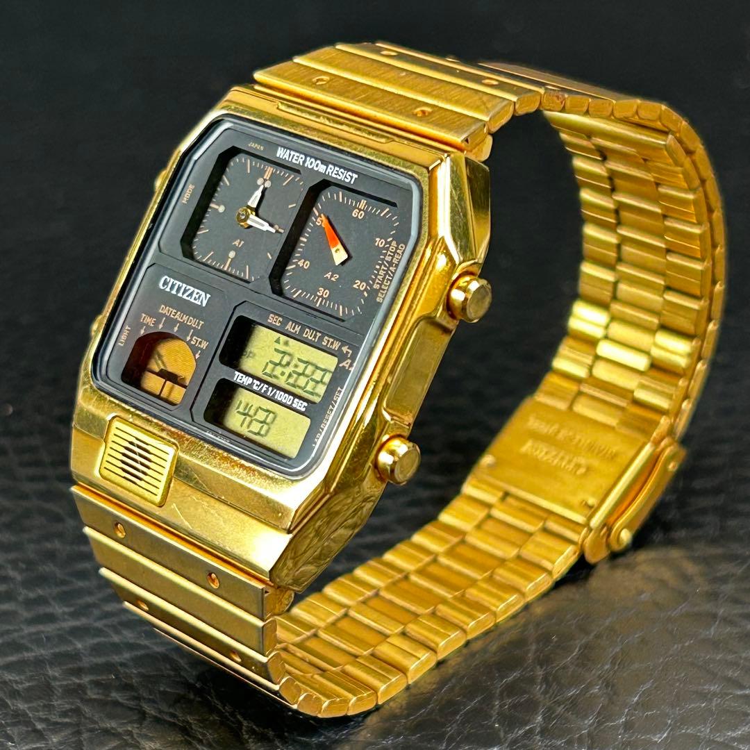 CITIZEN アナデジテンプ 8988-Q01920 ゴールド 希少 レトロ - メルカリ