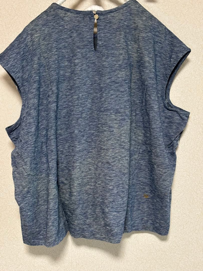 45R ハケ目 カットワーク×天竺Mキャミ インディゴ フリーサイズ未使用