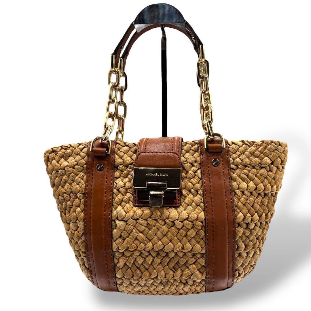 美品】マイケルコース カゴバッグ チェーン 金具 ガンチーニ 手提げ