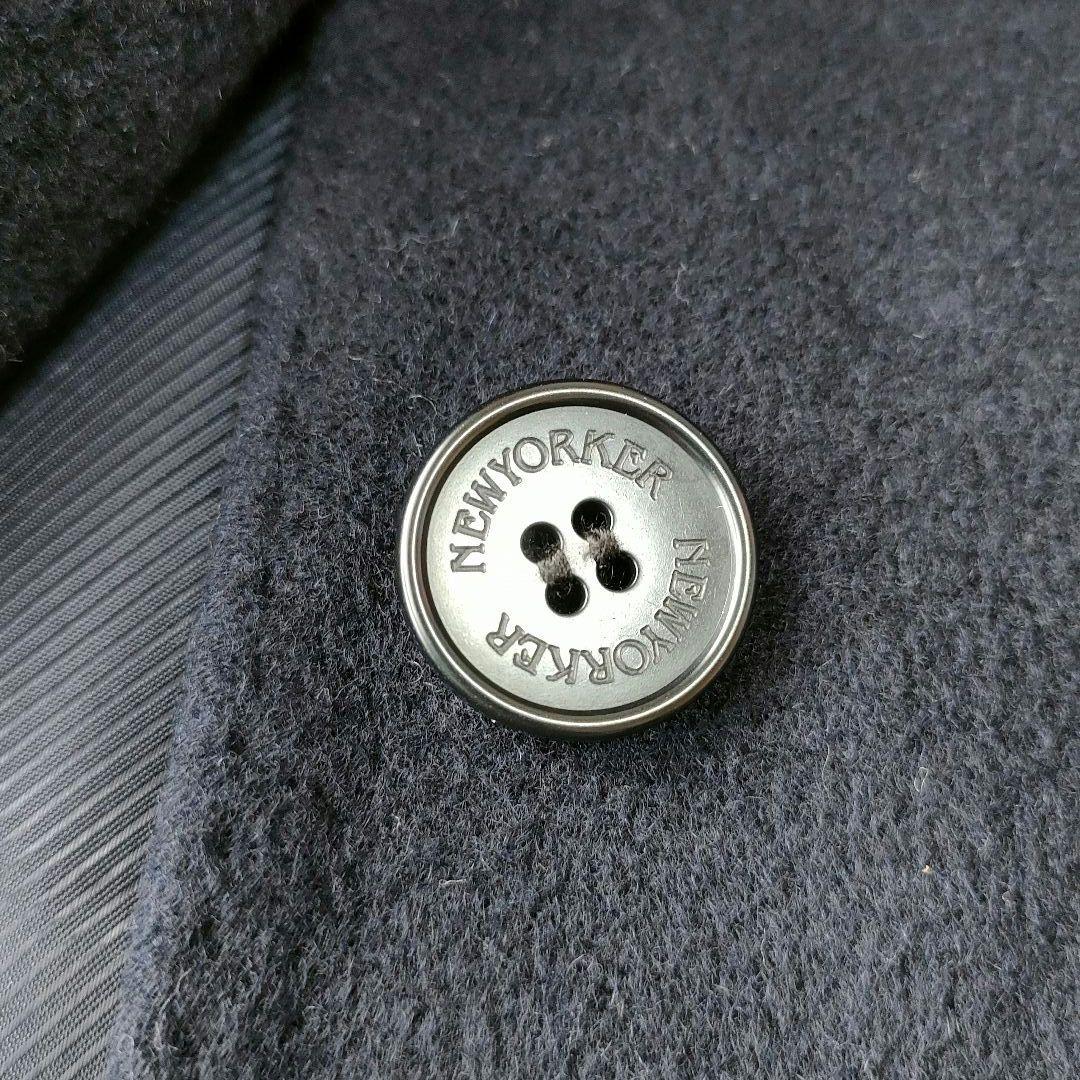 美品】ニューヨーカー 高級ウールビーバーコート ノーカラー シルク