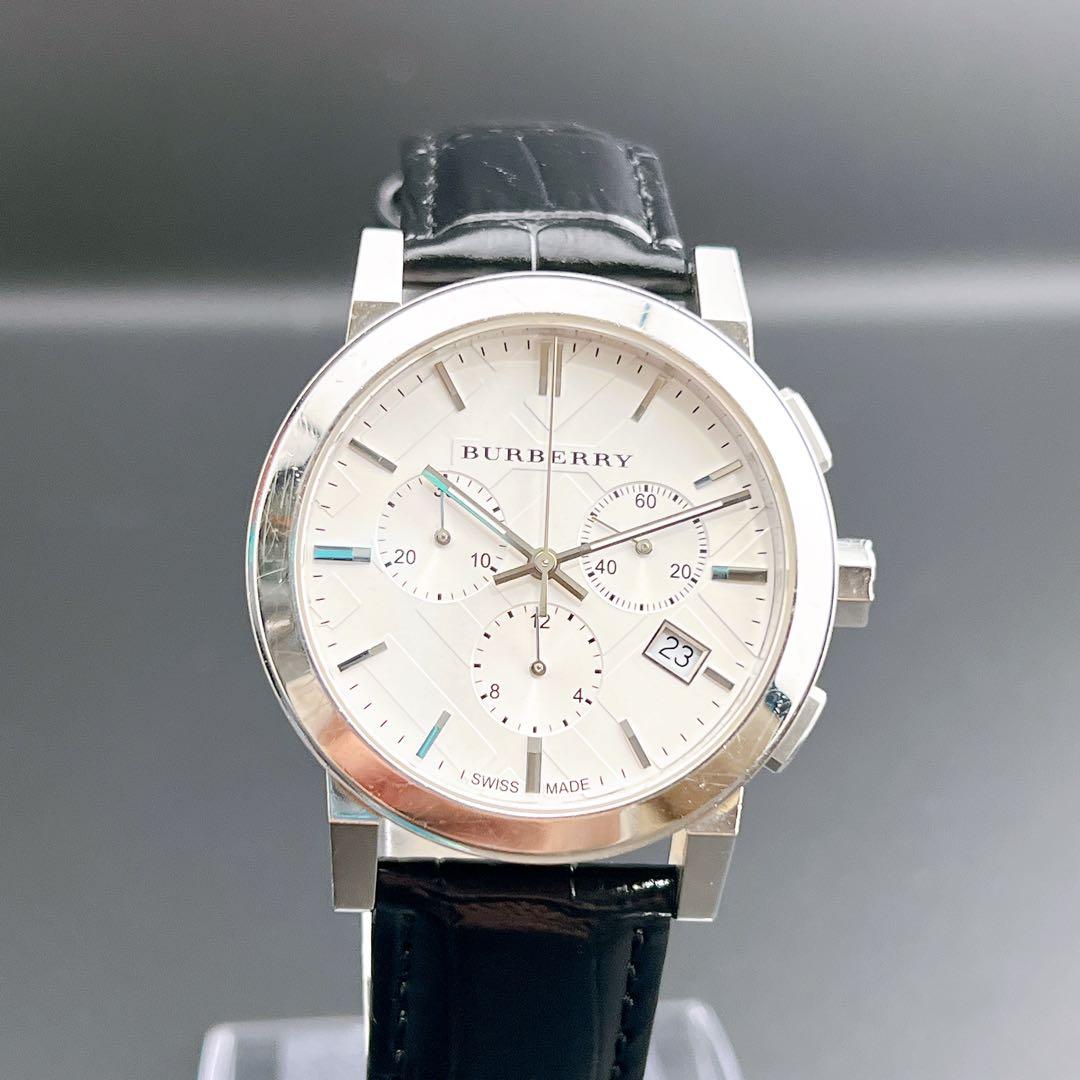 稼働品】バーバリー クロノグラフ ノバチェック クォーツ メンズ腕時計