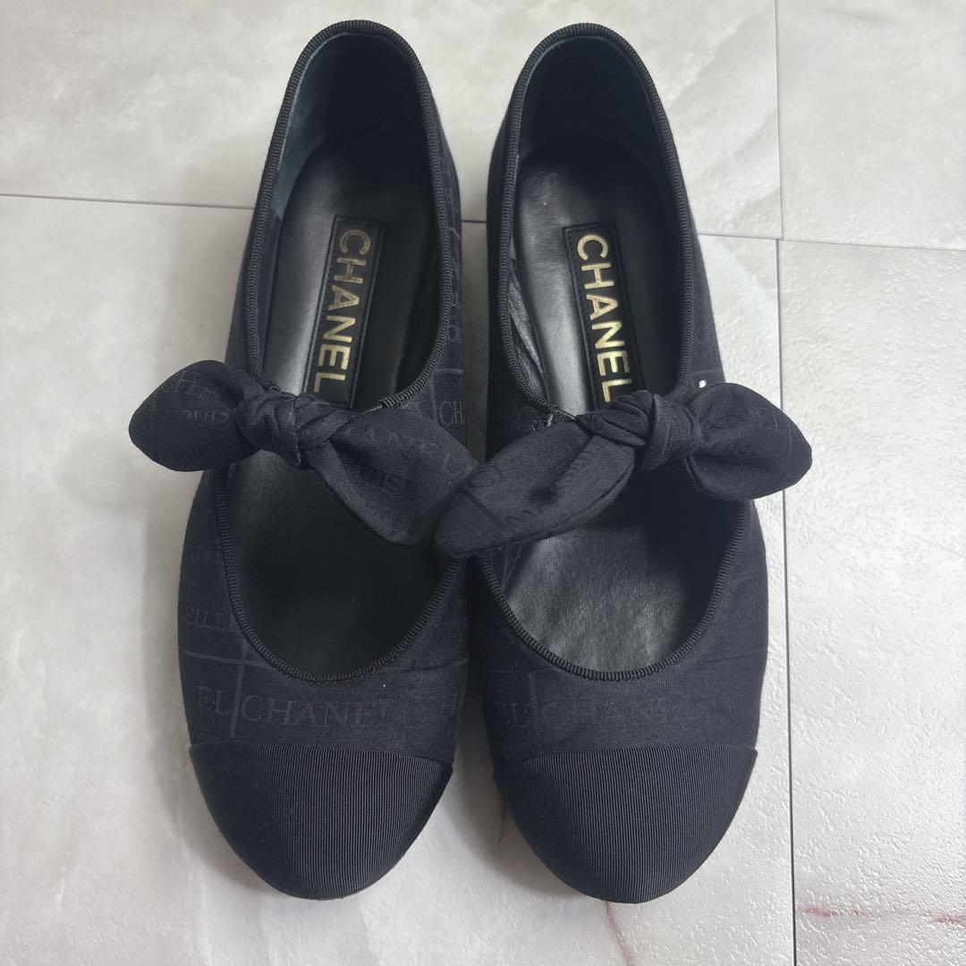 シャネル CHANEL G46149 フラットシューズ メリージェーン 黒 - メルカリ