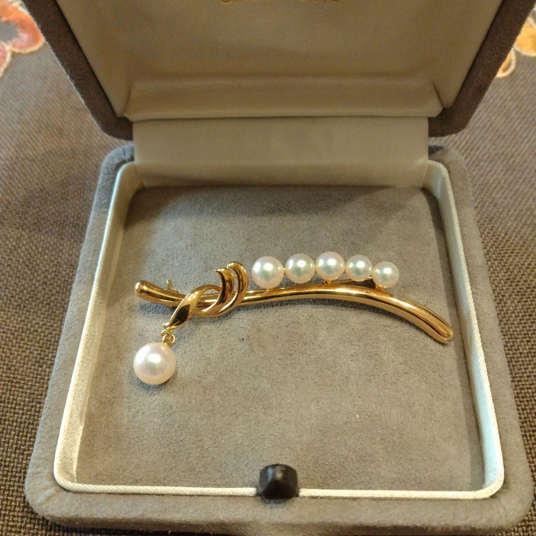 ミキモト　k18YG アコヤ真珠　エレガントブローチ ミキモト k18YG アコヤ真珠 エレガントブローチ