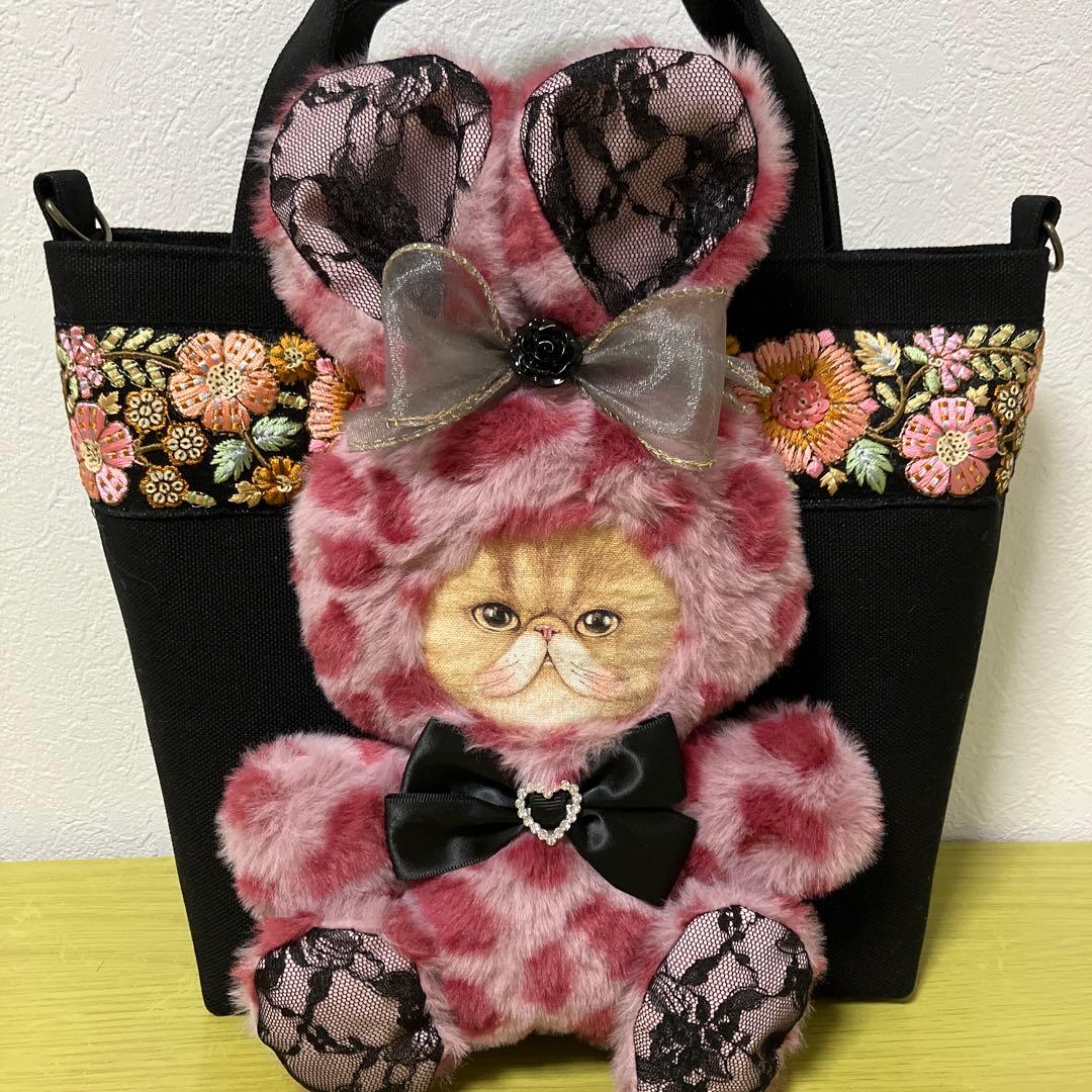 コヤンイサムチョン インド刺繍リボン 帆布 レオパード 横33縦24マチ10