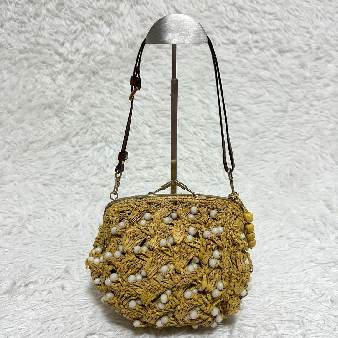 美品✨ジャマンピュエッシュ がま口 ビーズ ワンショルダーバッグ