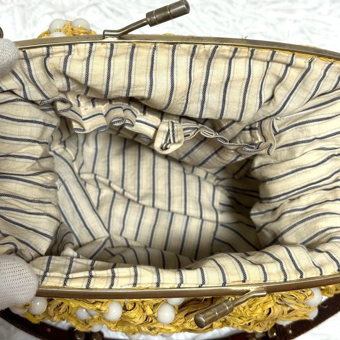 美品✨ジャマンピュエッシュ がま口 ビーズ ワンショルダーバッグ