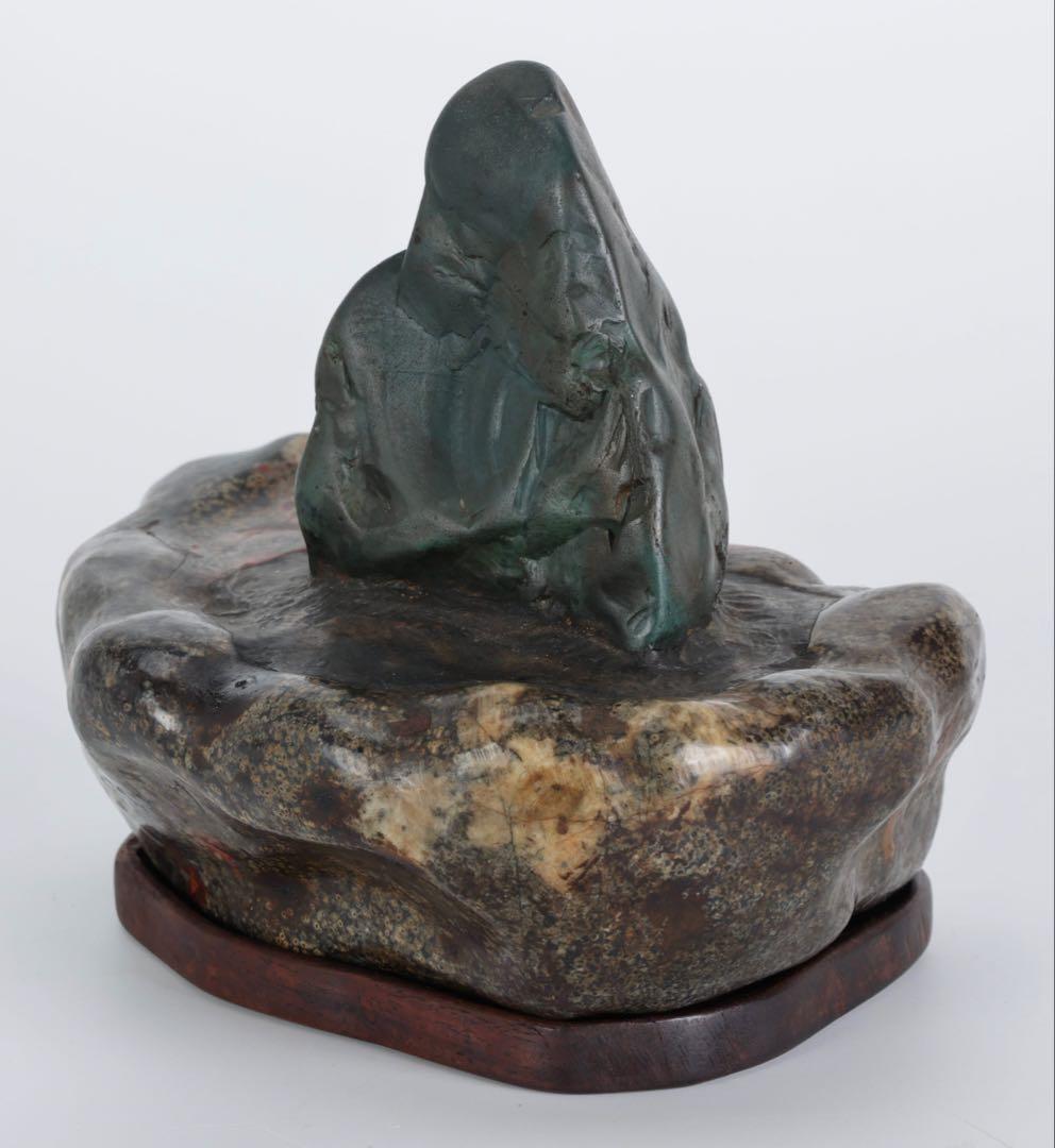 米*郎様 岐阜県 根尾川 菊花石 景石 寄石作品 観音　台座 共箱付 1.8kg