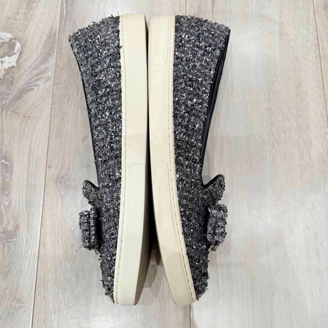 サルヴァトーレフェラガモ スニーカー フラット ヴァラリボン ラメ 24.5cm