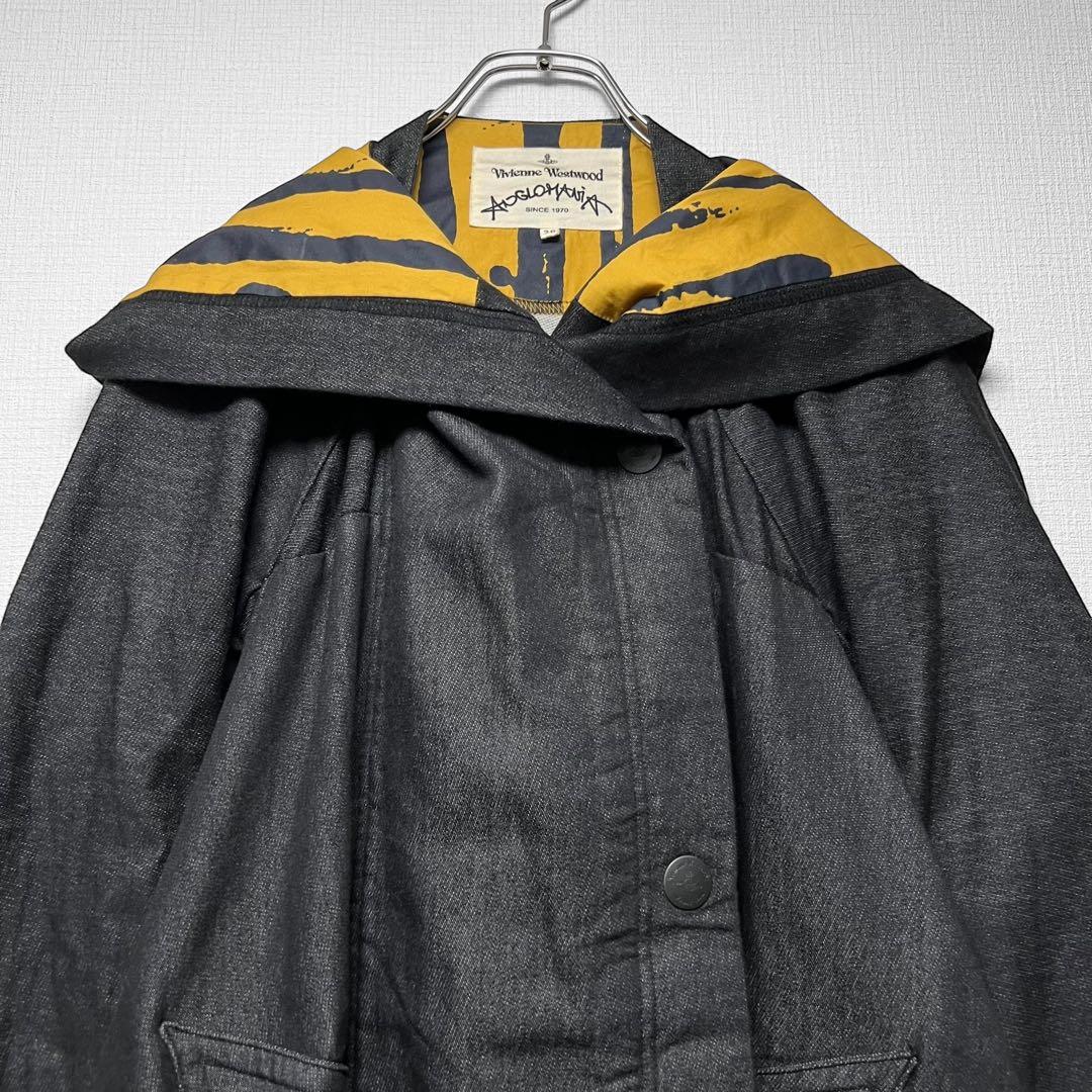 ヴィヴィアンウエストウッド ビッグフード デニム調コート 変形 ロング