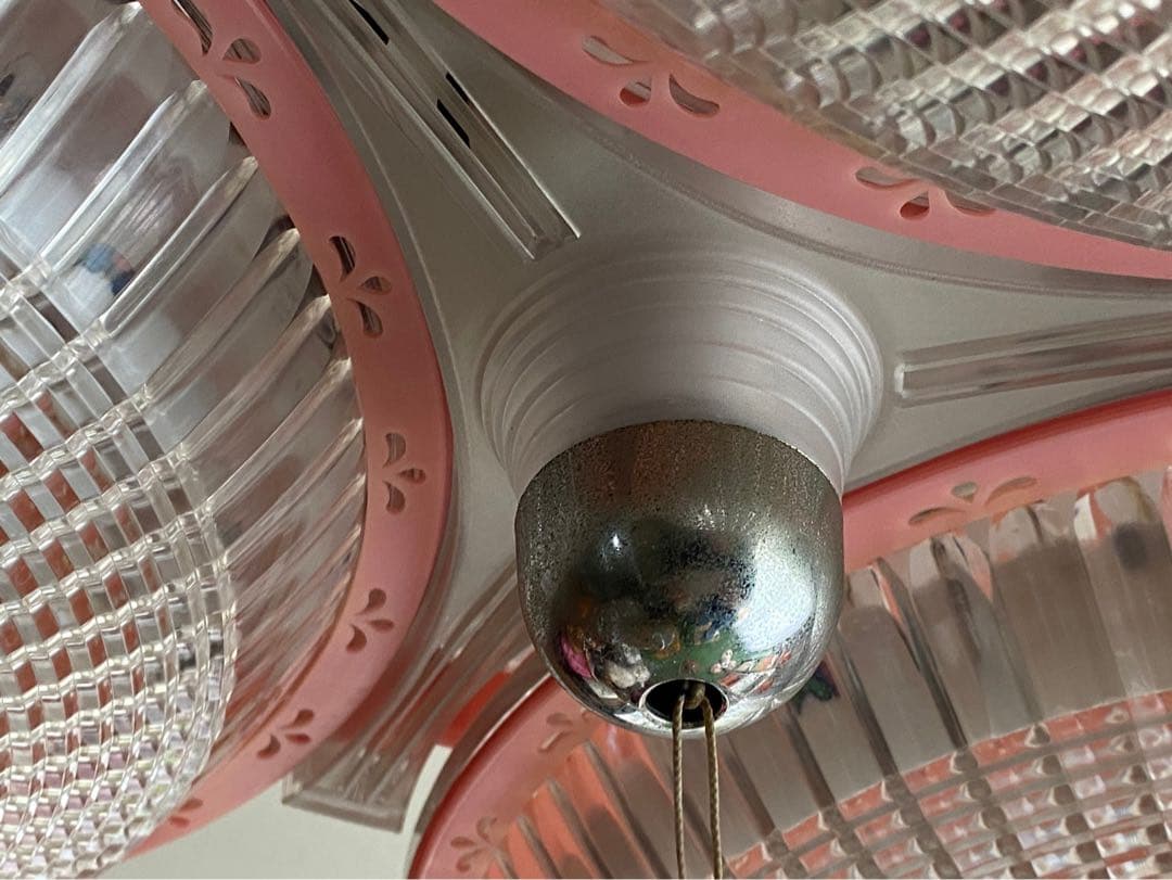 ピンク 3灯 天井照明 昭和レトロ 当時物 レトロポップ インテリア