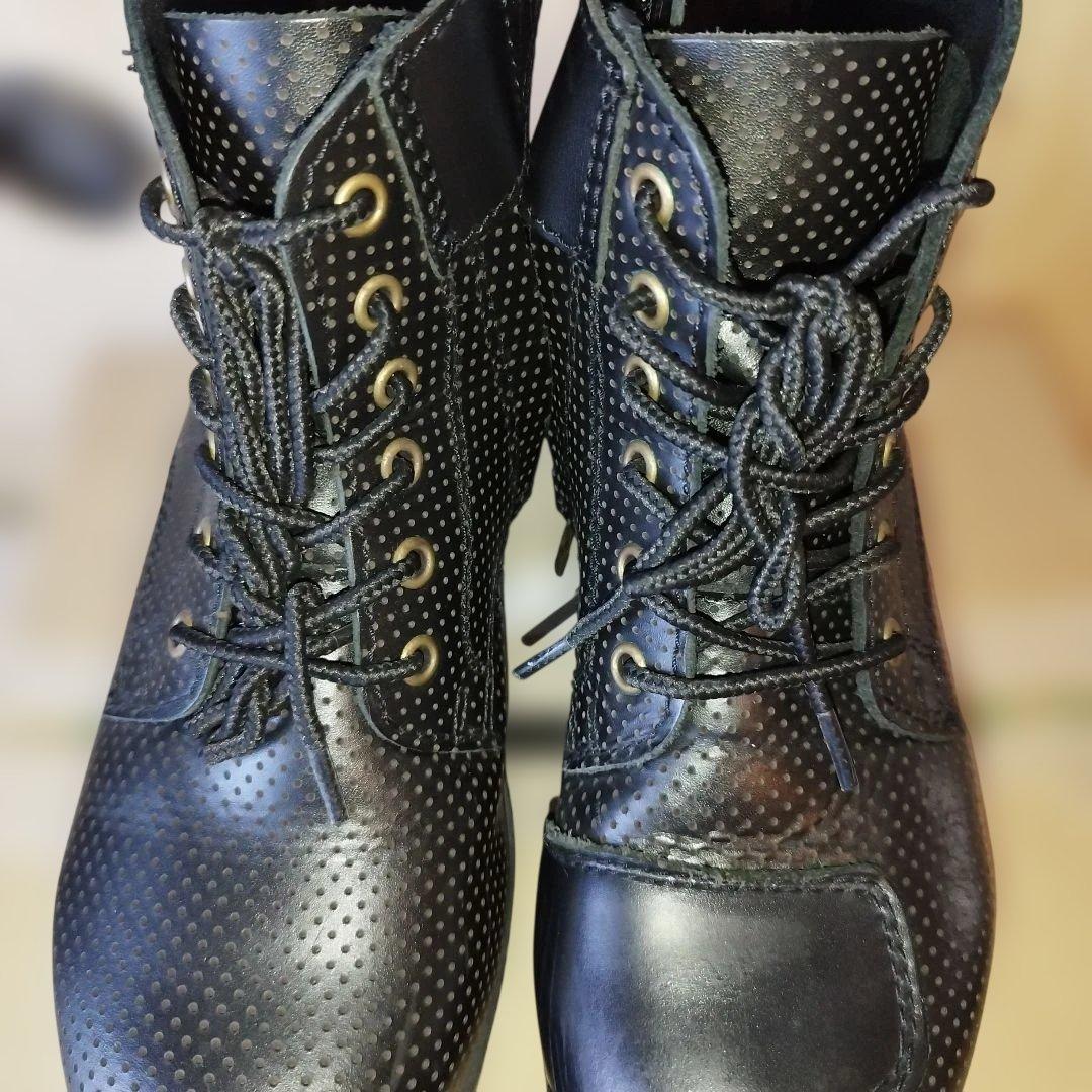 【厚底】ワイルドウイング スワロー 23.5cm 本革 バイクブーツ 黒