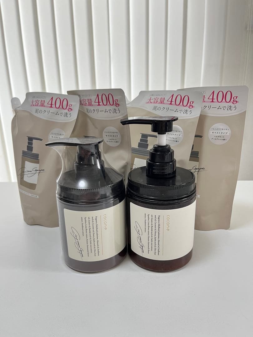 cocone クリームシャンプー 400g ポンプ式、詰め替え用 cocone ココネ クレイクリームシャンプーモイスト替400g[レフィル