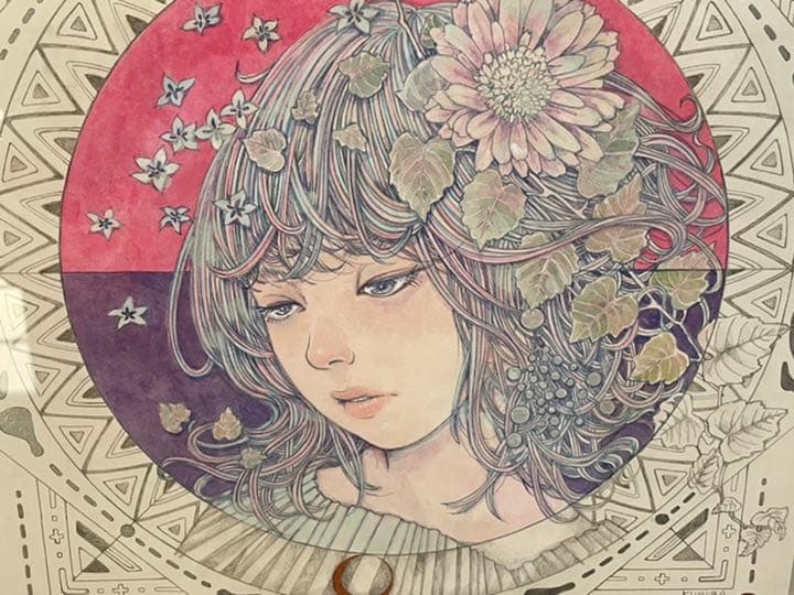 ☆木村智博「のどかな」木製パネル アクリルガッシュ 色鉛筆 鉛筆 額付き