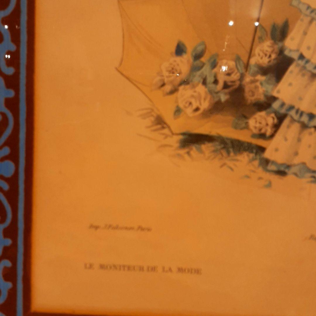 貴重1900年作品絵画『100年前のフランス貴婦人』手彩色アンティーク