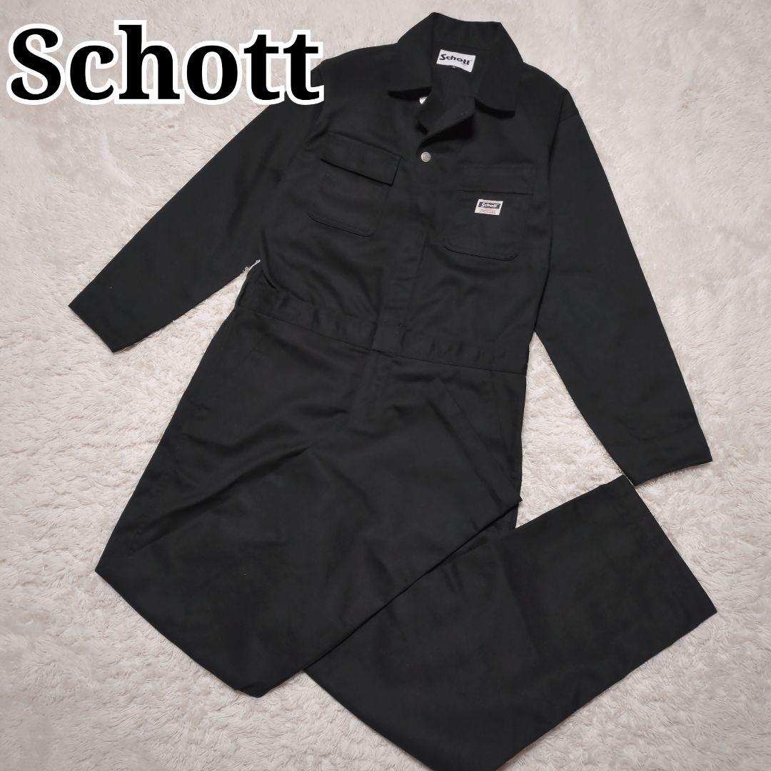 ほぼ未使用！SCHOTT ツナギ ジャンプスーツ オールインワン M 黒 Schott N.Y.C（ショット） オールインワン Schott/ショット/TC