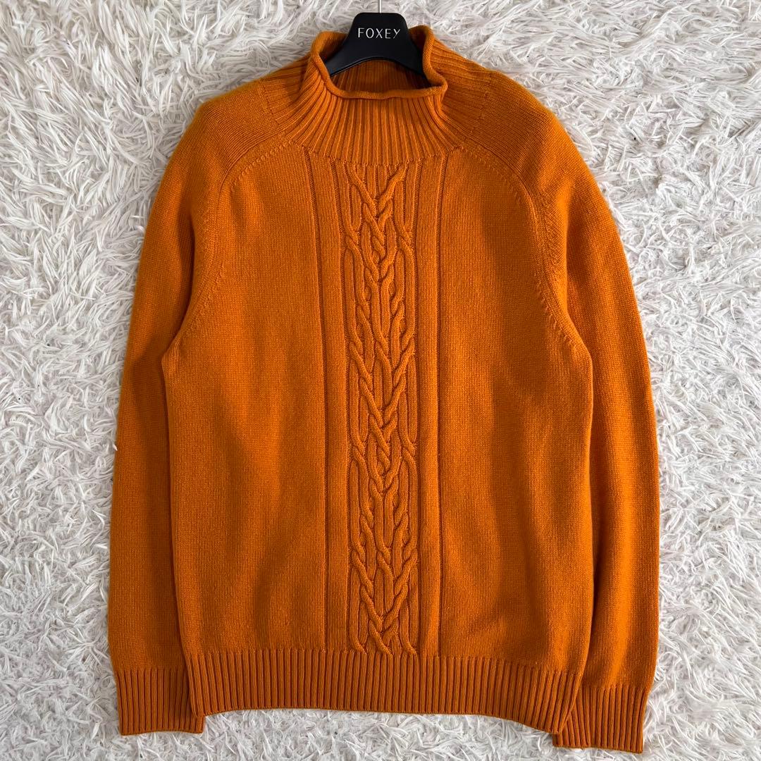 Loro Piana ロロピアーナ カシミヤ ケーブル ハイネック ニット 48 Loro Piana（ロロピアーナ） 美品 カシミヤ100% 4B ケーブル ニット