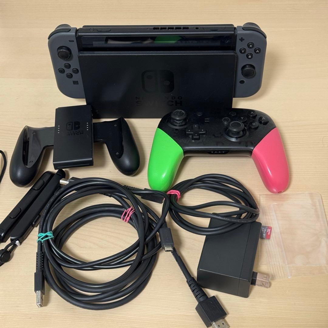 Nintendo Switch グレー本体＋プロコン　マイクロSD付き【中古】 ゲオ公式通販サイト/ゲオオンラインストア【中古・箱説あり・付属品