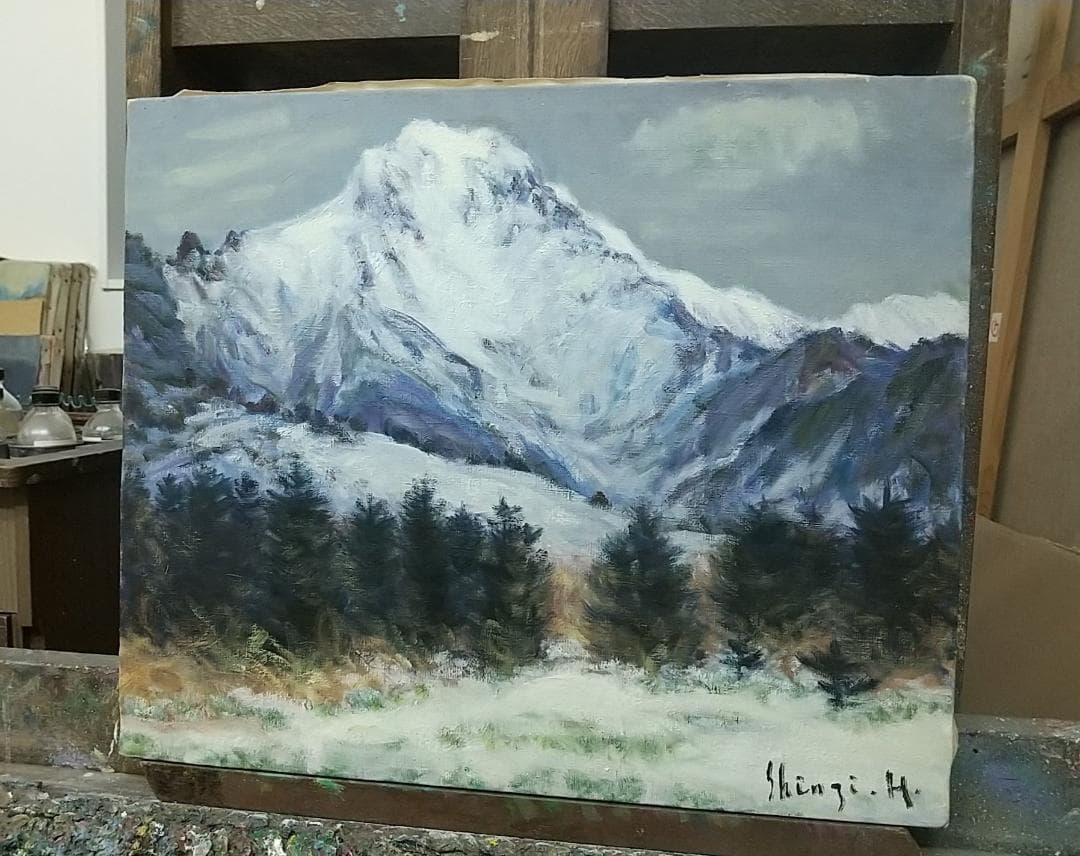 F8 油絵「冬赤岳」絵画