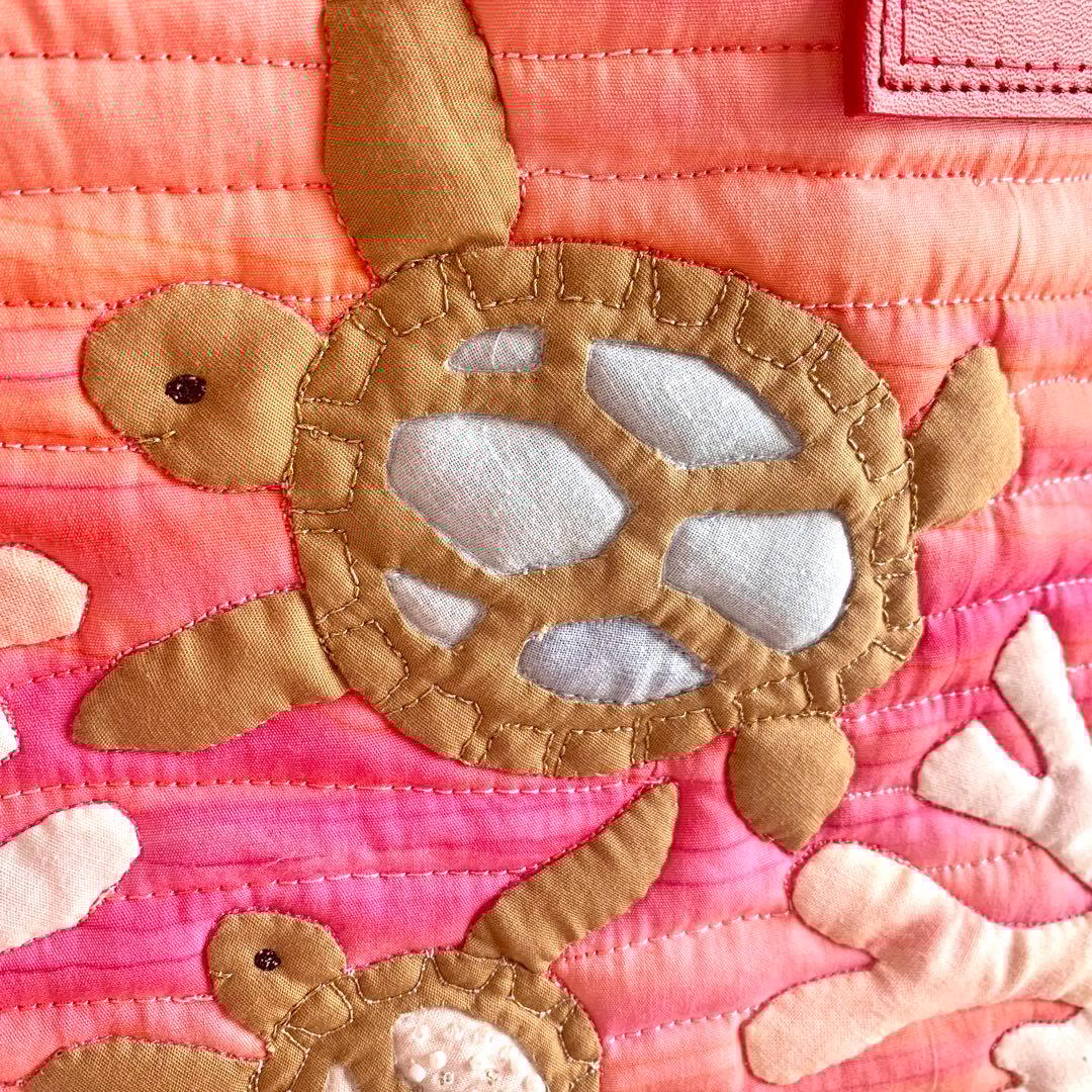 ハワイアンキルト バッグ うみがめの楽園 珊瑚 オーダーの通販｜www