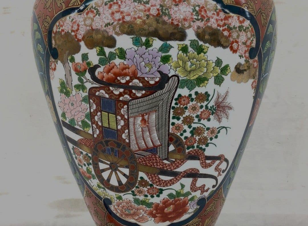 美品 超大型】有田焼 金龍窯 博山作 飾壺 沈降壺 高さ約118cm 銘入り