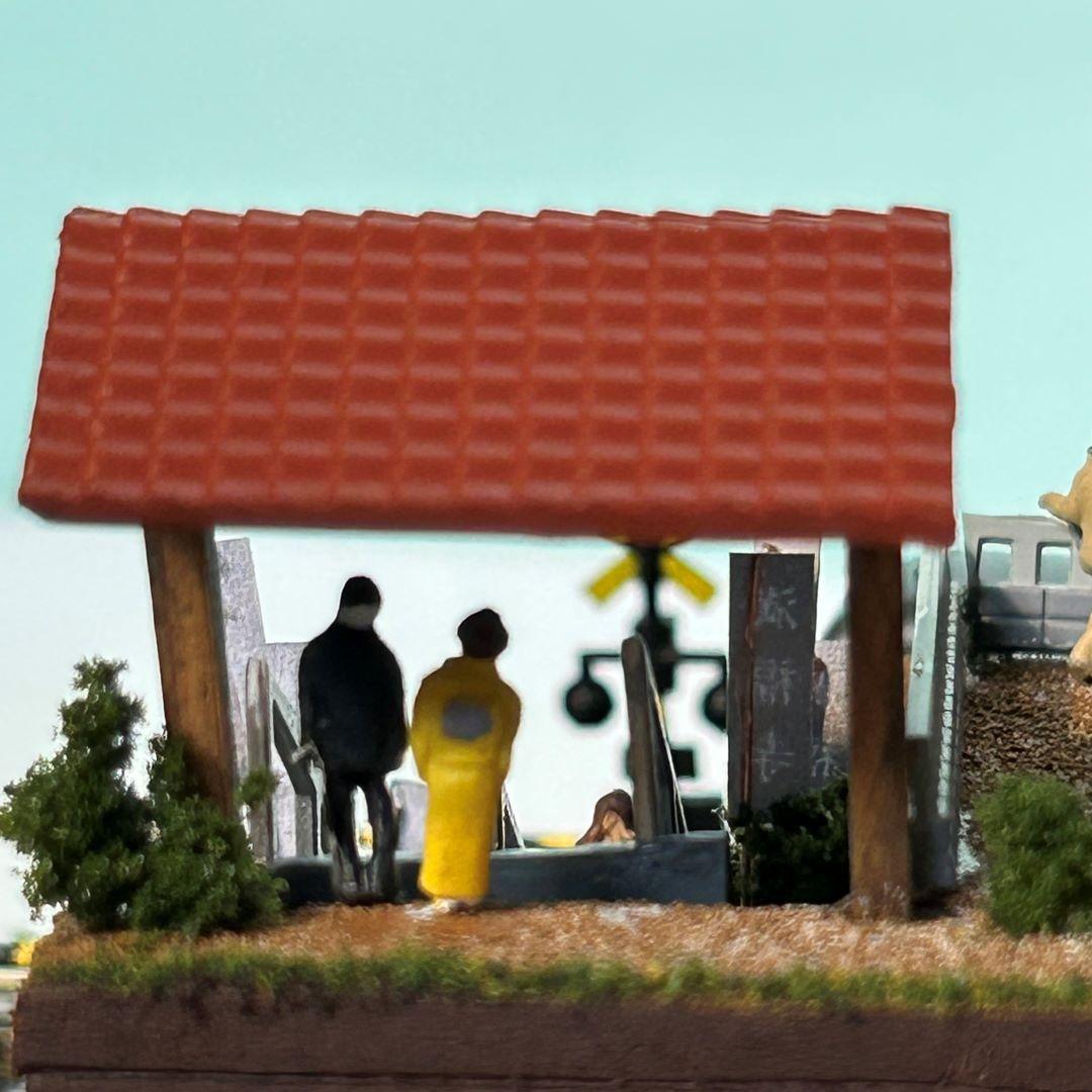 江ノ電 江の島腰越 満福寺と踏み切り 鉄道ジオラマ Nゲージ 展示台