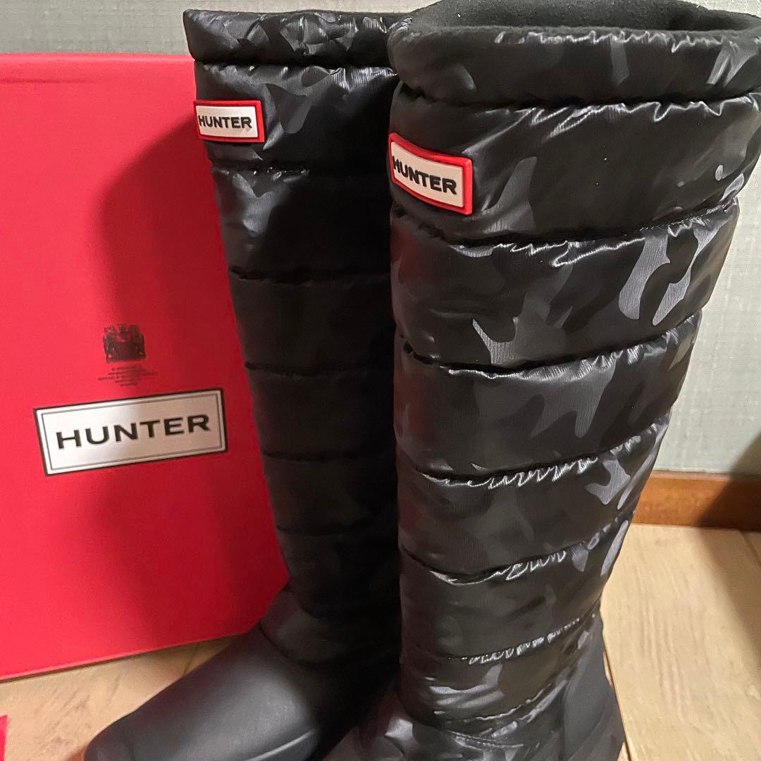 新品！HUNTER ブラック 迷彩 ロングブーツスノーブーツ
