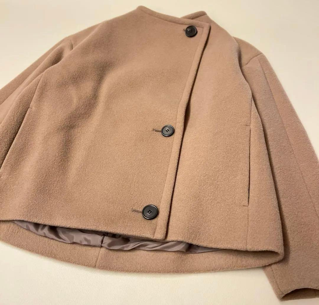 スタンドカラーショートコートsuper140 ウール IENA コート ベージュ