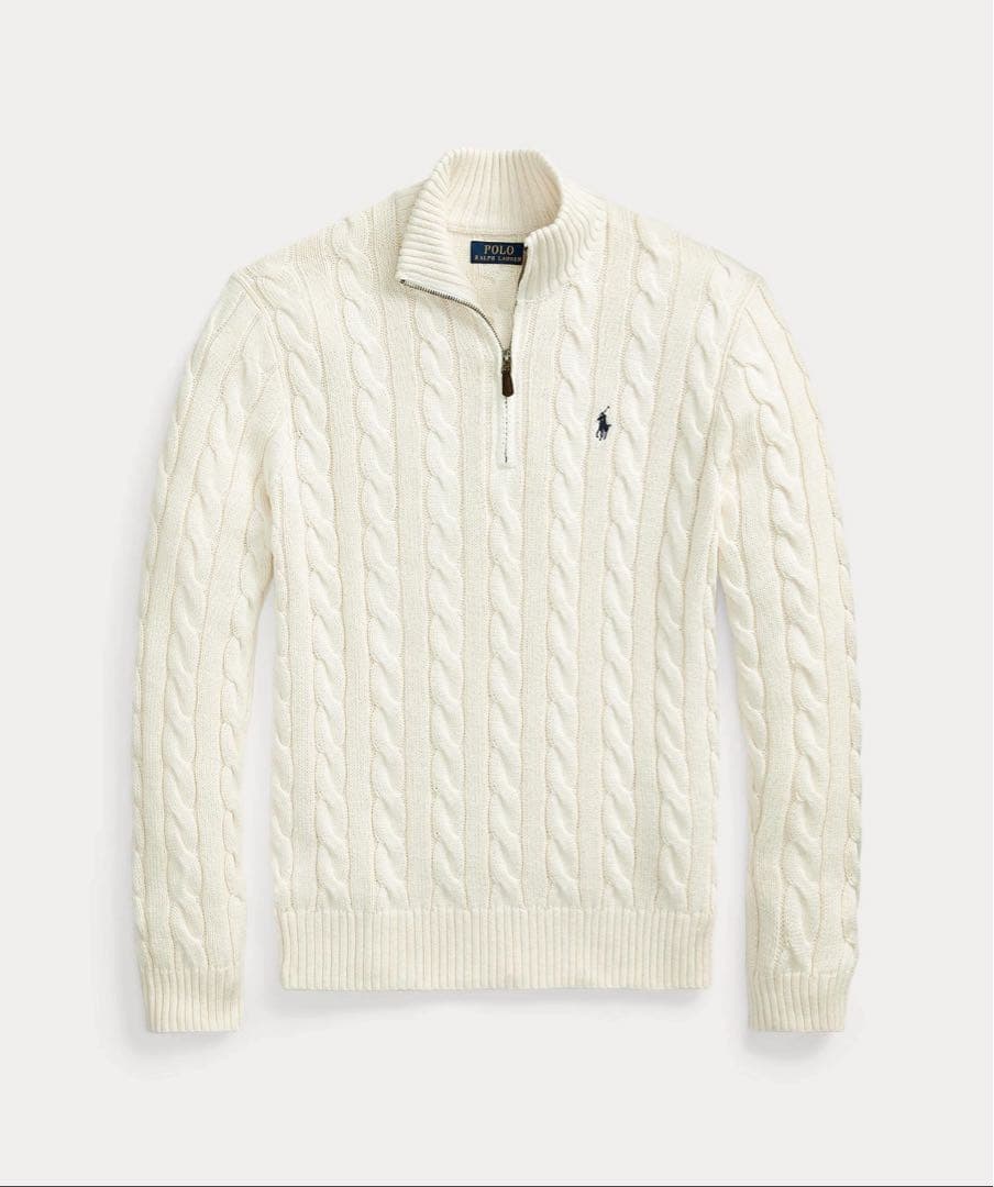 ポロ・ラルフ・ローレン ケーブルニット ケーブルニット コットン クォータージップ セーター