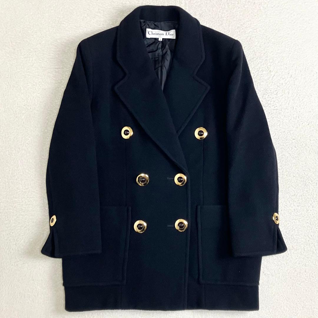 クリスチャンディオール アンゴラ ピーコート ダブルブレスト L 金