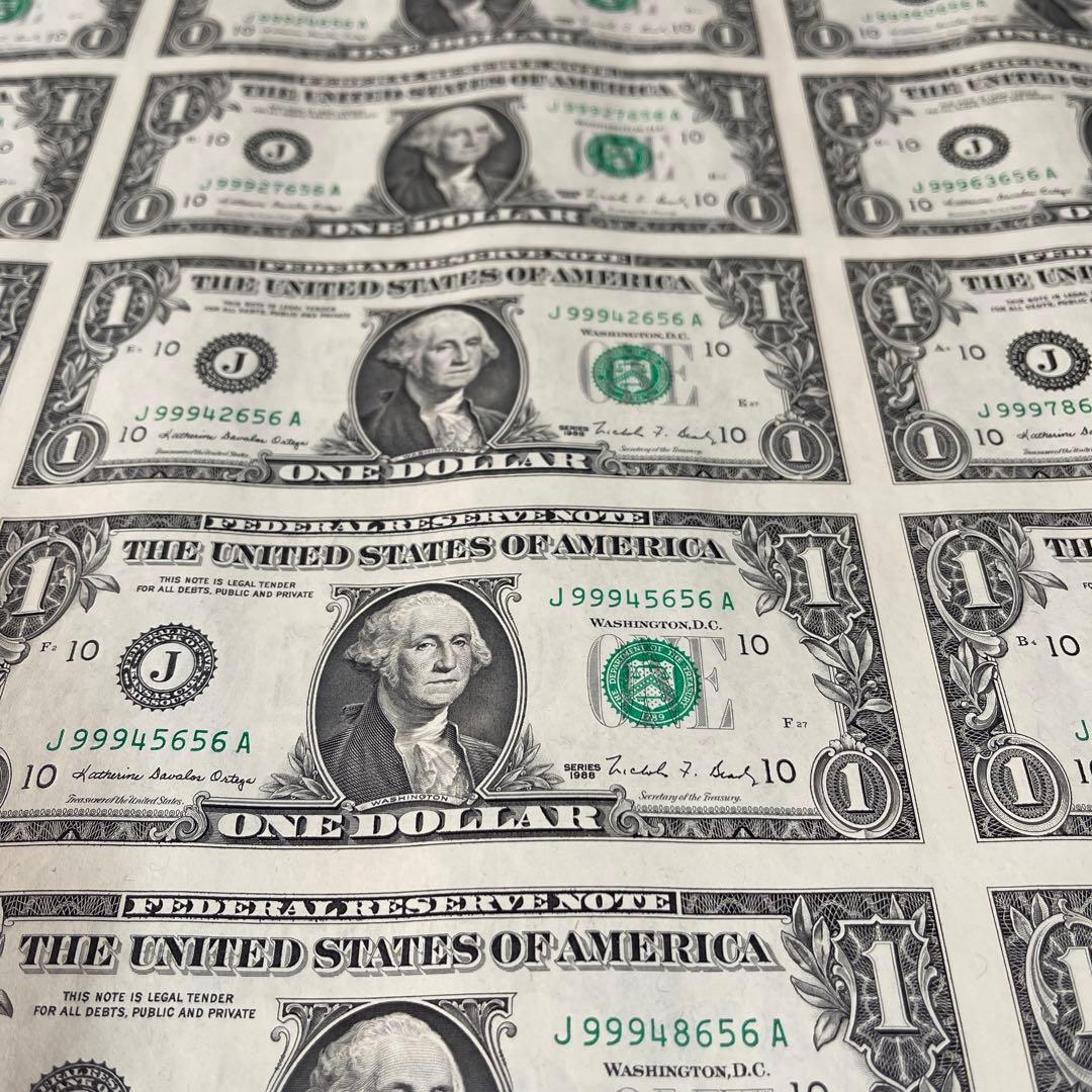 米ドル 1ドル紙幣シート 32枚 未裁断 アメリカ 1ドル札 コレクション